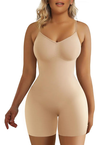 SHAPERX Women's Shapewear Bodysuit Tummy Control Body Shaper Seamless Sculpting Snatched Waist Body Suit?SZ5218-2-Beige-4XL/5XL