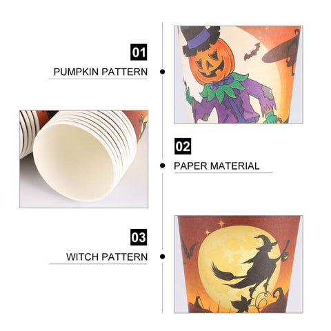 NUOBESTY 20Pcs Set halloween cups Halloween Drink Cups kids coffee cups Party Drinks Cup Party Paper Cups disposable coffee cups Halloween Paper Cups pumpkin child disposable paper