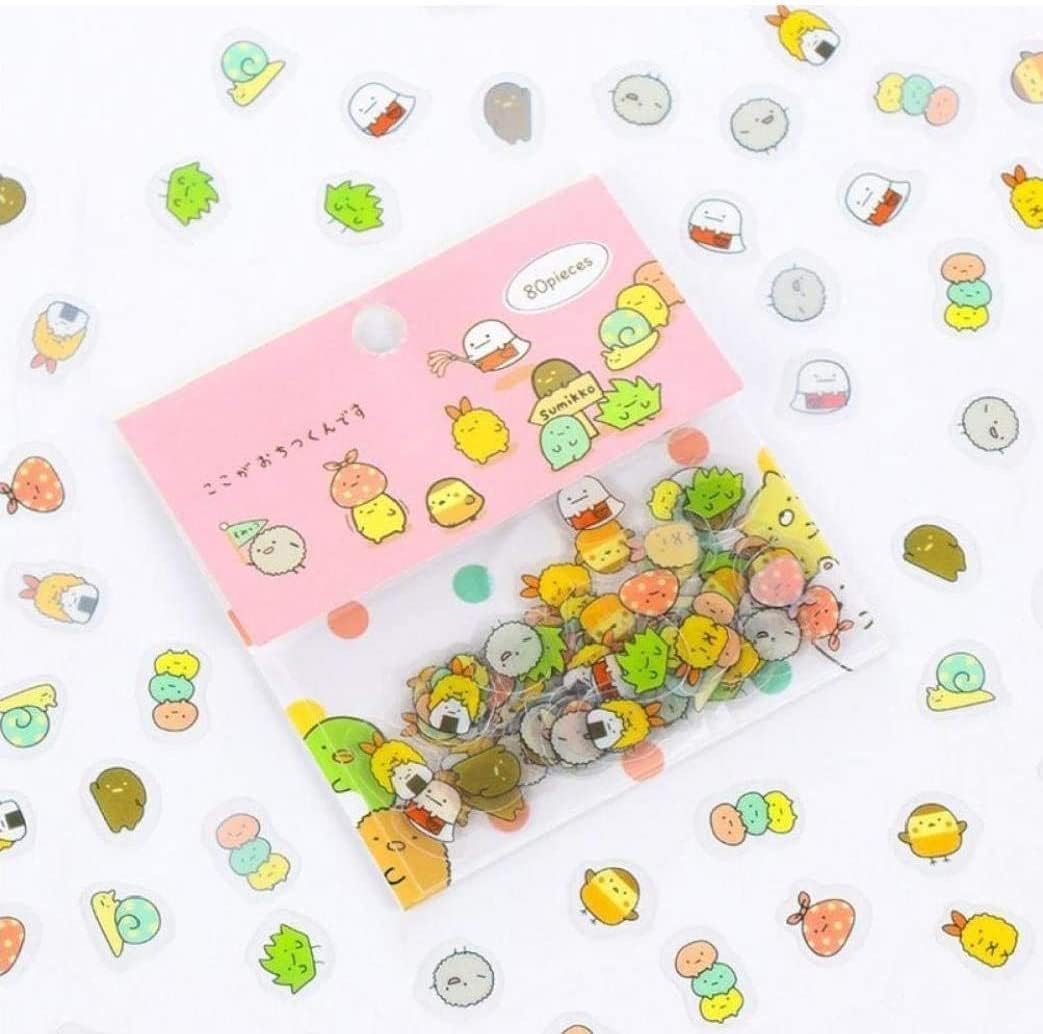 80Pcs A Pack of,Nice and Attractive Japanese Stationery Stickers Cute Cat Sticky Paper Kawaii PVC Diary Bear, Sticker for Decoration Diary Scrapbooking Random Style,Exit Devices