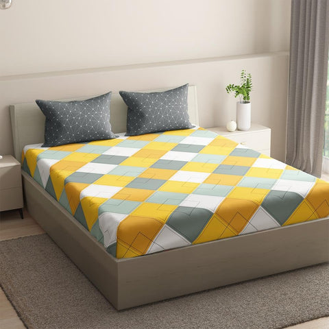 Wakefit 144TC Flat 100% Cotton Printed Bedsheet, Mario Queen Size (100x90 Inches) / (2.54m*2.29m) with 2 Pillow Covers