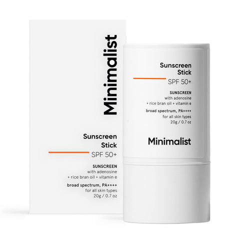 Minimalist SPF 50 Sunscreen Stick with Adenosine, Rice Bran Oil & Vitamin E, Broad spectrum PA++++ | For Women & Men | 20gm