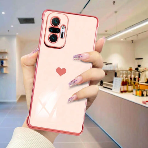 ATISIJIE for XiaoMi RedMi Note 10 Pro Love Heart Case,Heart Pattern Electroplated Design Protective Phone Case Full Camera Lens Protection Cover(DDAX-Pink)