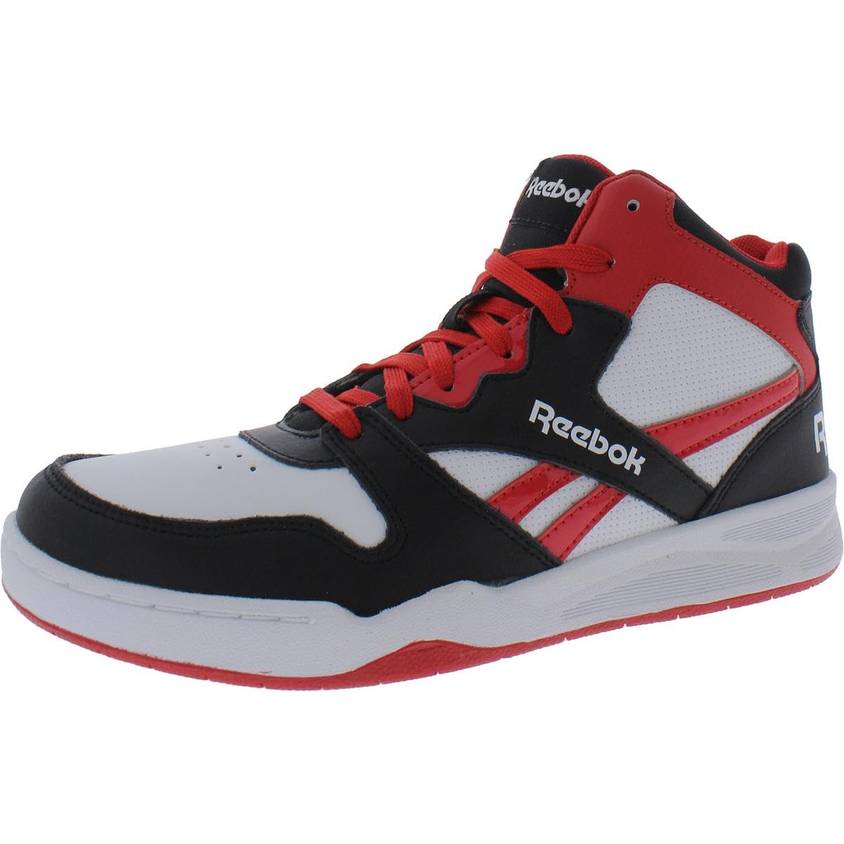 Reebok Boy's BB4500 Court Basketball Shoe, White/Black/Vector Red, 12 Little Kid