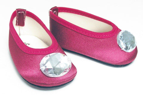 Sophia's - 18" Doll - Jeweled Toe Satin Ballet Flat - Berry