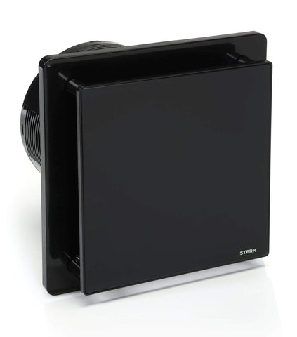 STERR Black Bathroom Fan 6 inches / 150 mm with TIMER - Extractor Fan - Glass Front - Modern Look - BFS150T-B - 25 W