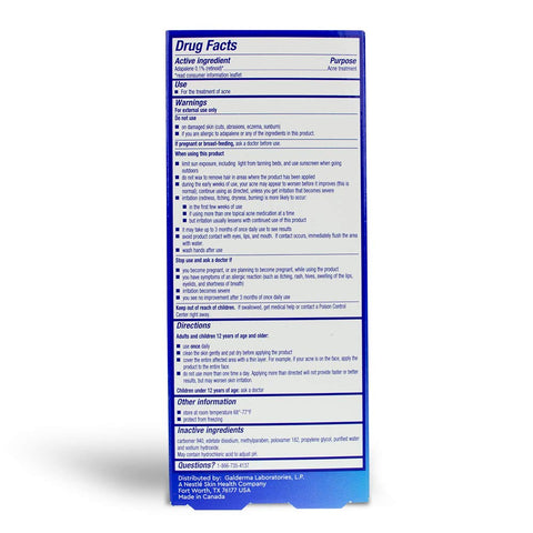 Differin Adapalene Prescription Strength Retinoid Gel 0.1% Acne Treatment (Up to 90 Day Supply), 45 Gram
