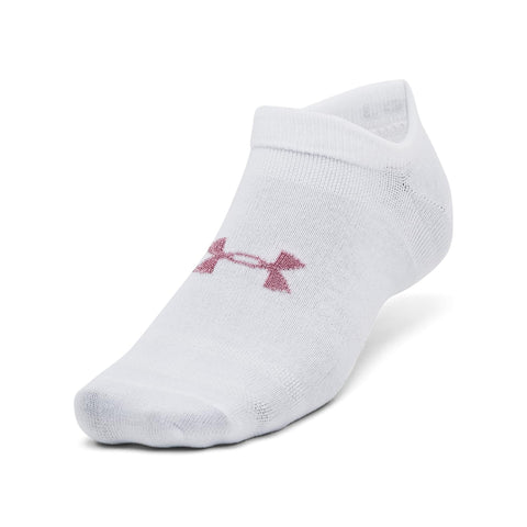 Under Armour UA Essential No-Show Unisex Socks - Pack of 3 Pairs, White, M