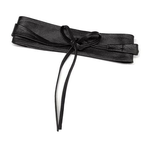 Women's Obi Belt, Faux Leather Belt, Wide Obi Belt, 220 cm Long, Adjustable for All Sizes, Perfect for Dresses and Tunics, Elegant and Versatile Style, Black, 220 cm