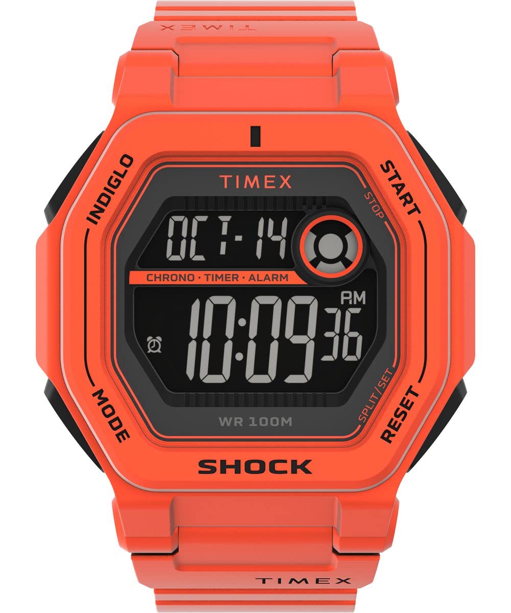 Timex Men's Command Encounter 45mm Watch - Orange Strap Digital Neg Display Dial Orange Case