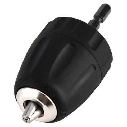 Walfront Keyless Drill Chuck Adapter, 3/8-24UNF 0.8-10MM Conversion Tool Drill Chuck Hammer Converter with 1/4 Inch Hexagonal Chuck Adapter