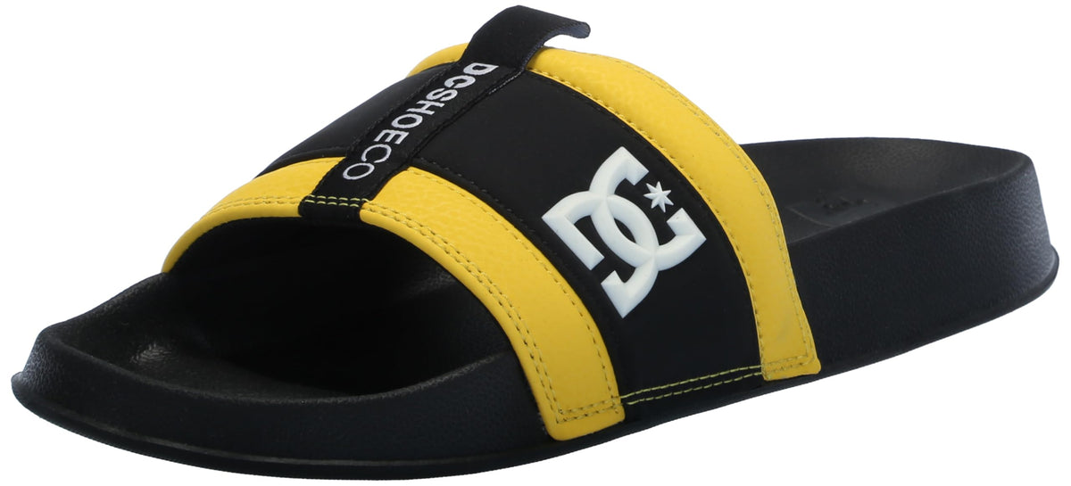 DC Men's Lynx Slide Sandal, Black/Black/Yellow, 13