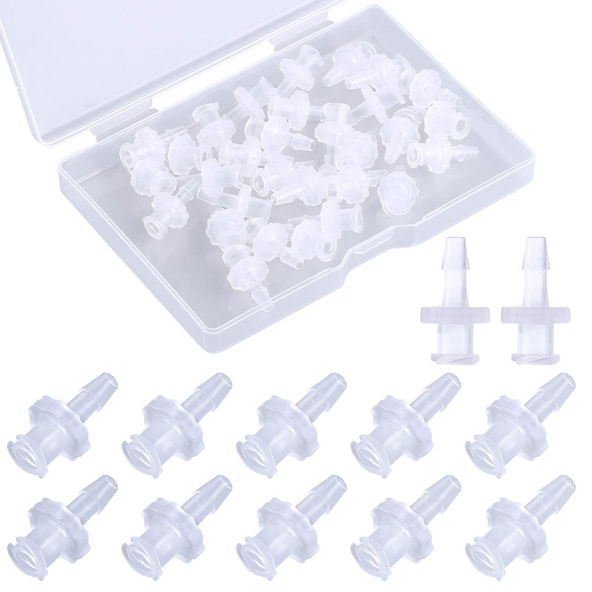 30pcs Syringe Adapter, Clear Female Luer Lock 1/8" Luer Lock Connector Kit to Syringe Coupler Adapter (3.2mm)