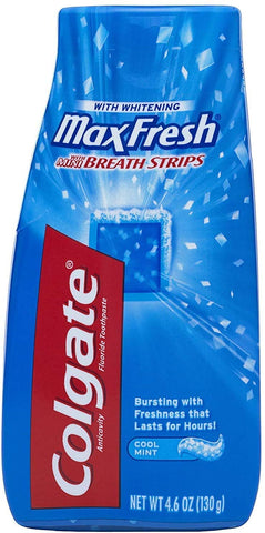 Colgate Max Fresh Liquid Toothpaste with Mini Breath Strips, Cool Mint, 4.6 oz (Packaging May Vary)