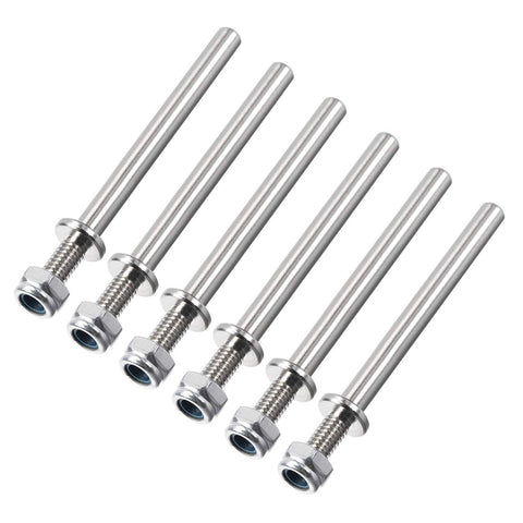 uxcell 15/64 Inch Diameter x 2.3 Inch Length Landing Gear Steel Axle Shaft Drive Axle with Nuts for RC Airplane - 6PCS