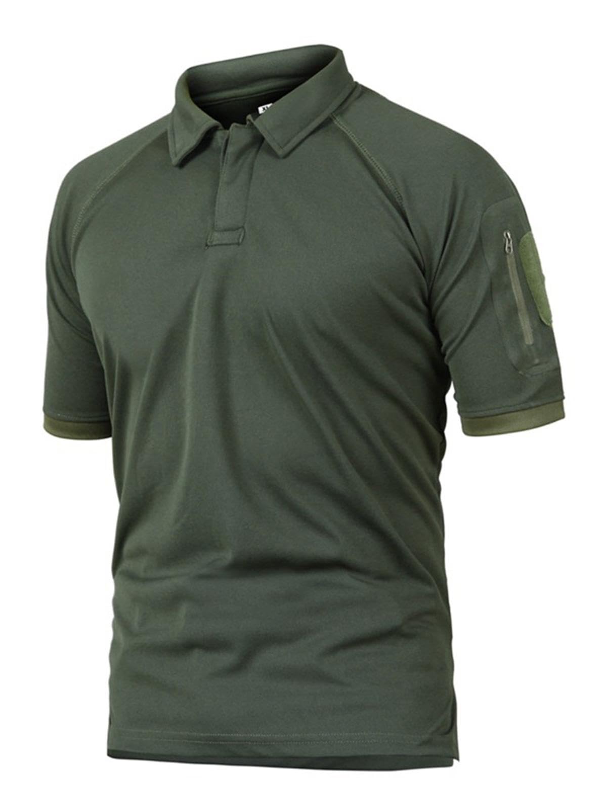HanzhuoLG Men's Outdoor Tactical Polo Shirt Summer New Lapel Short Sleeve Quickdry Sports Tshirt Army Green 3XL