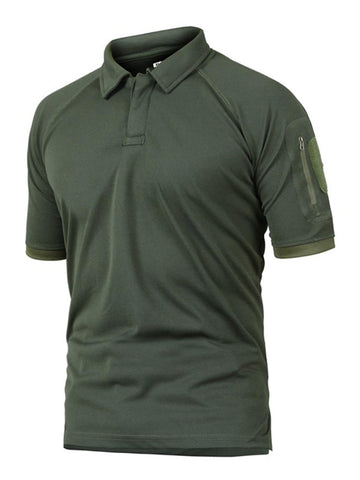 HanzhuoLG Men's Outdoor Tactical Polo Shirt Summer New Lapel Short Sleeve Quickdry Sports Tshirt Army Green 3XL