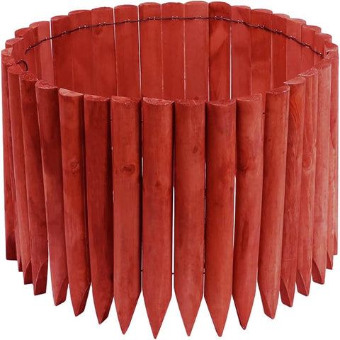 JonesHouseDeco Wooden Fence Edging Outdoor Garden Lawn Landscape Flexible Decorative Border Length 120cm x Height 30cm - Red-K624A04