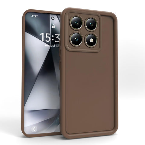 PanXCase Case for Xiaomi 14T - Silicone Fit Lightweight Slim Soft Elegant Design, Camera Protection Shockproof Ultra Thin Bumper Cover (Brown)