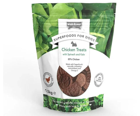 Irish Rover Superfoods for Dogs, Chicken treats with Spinach and Kale, 1.5 kg, brown