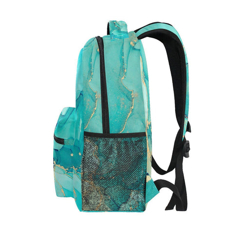 Childrens Backpack, Schoolbag Marble Abstract Fluid Art Blue Large Capacity Students Bookbag Rucksack Knapsack for Boys Girls Adults Teen