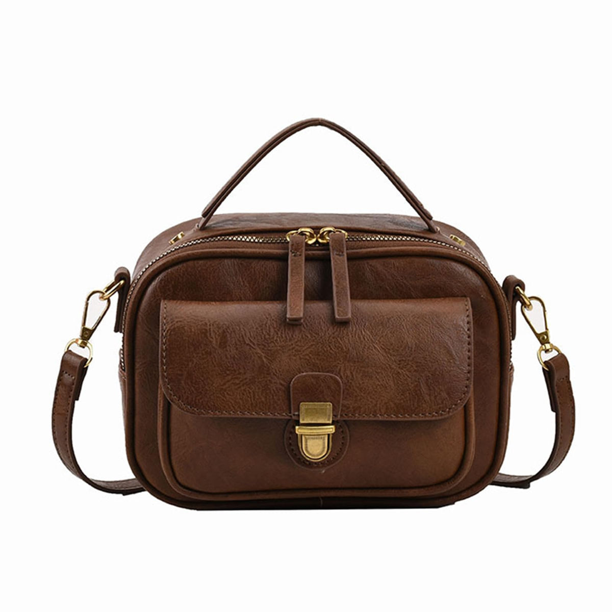 YJTSWDXY Fashion Leather Small Crossbody Bags for Women, Shoulder Handbags Crossbody Purse Zipper closure(Brown)