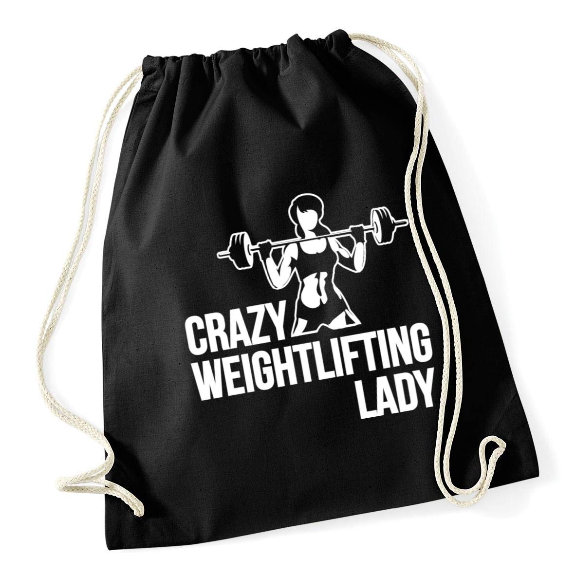 Hippowarehouse Crazy Weightlifting Lady Drawstring Cotton School Gym Bag 37cm x 46cm, 12 litres