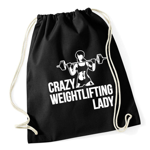 Hippowarehouse Crazy Weightlifting Lady Drawstring Cotton School Gym Bag 37cm x 46cm, 12 litres