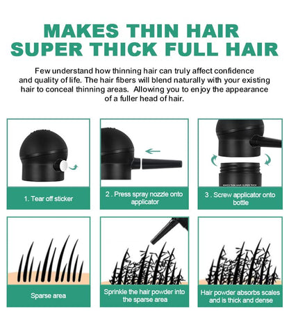 UOYOU GREY Hair Fibres for Thinning Hair 27.5g Bottle with Applicator | Undetectable & Natural Keratin Hair Fibers Concealer for Hair Loss for Men and Women | Hair Building Fibres Powder [GREY]