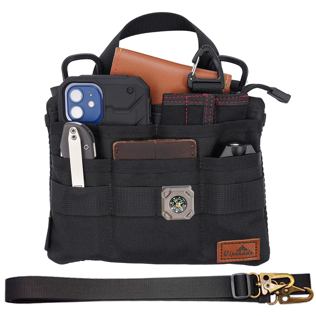 VIPERADE VE5 EDC Pocket Organizer for Men, EDC Pouch with 7 Pockets, Nylon EDC Organizer, EDC Pocket Pouch, Multitool Organizer Pouch, Utility Pocket Tool Pouch(with Strap)