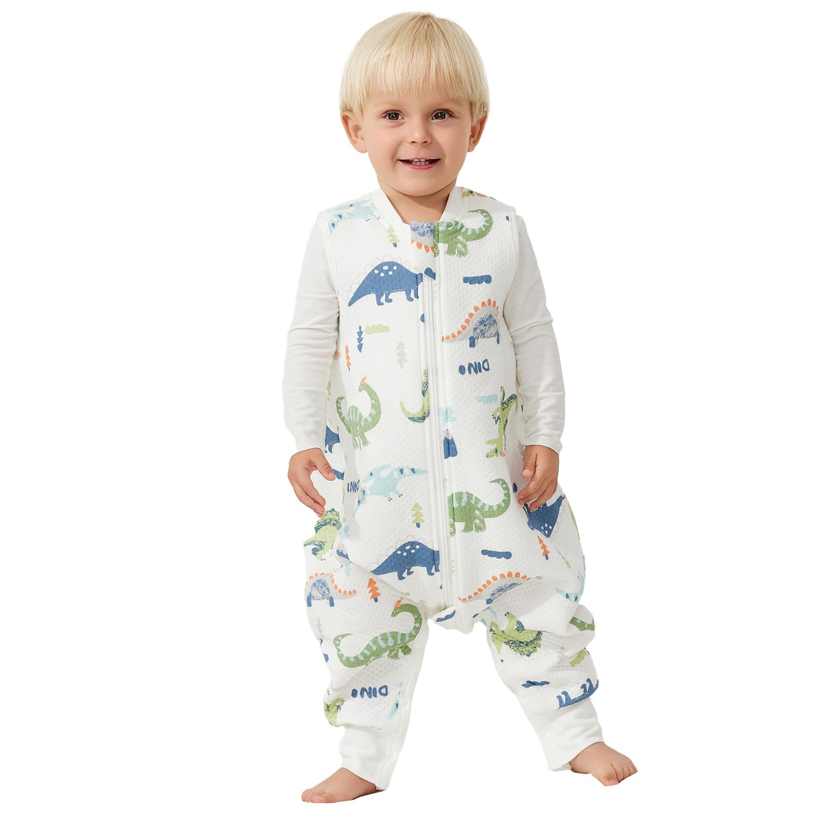 Duomiaomiao 1.0 TOG Super Breathable Toddler Sleep Sack 12-24 Months 100% Cotton Four Season Sleep Sack with Feet, Quilted Comfy Toddler Wearable Blanket