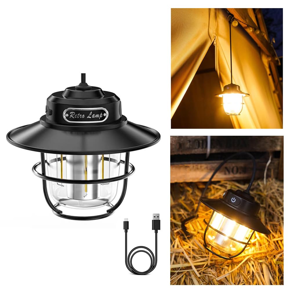 YZYOE LED Rechargeable Outdoor Camping Light, Mini Portable Tent Emergency Light? New Horse Lamp 4-Speed Mode White and Warm Light, Amber and Warm White Light.