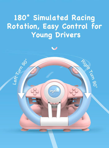 PXN V3II Gaming Steering Wheel with Pedal PC Steering Wheel 180 Degree racing Wheel for PC, PS3, PS4,Xbox One, Xbox Series X/S,N-Switch (pink)