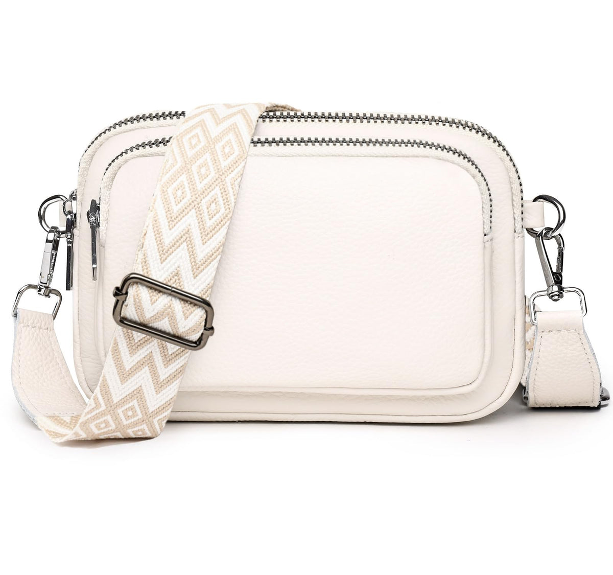 BOAJUNWU Crossbody Purses for Women Trendy, Vegan Leather Crossbody Bags, Shoulder Handbags with Adjustable Wide Strap (WHITE)