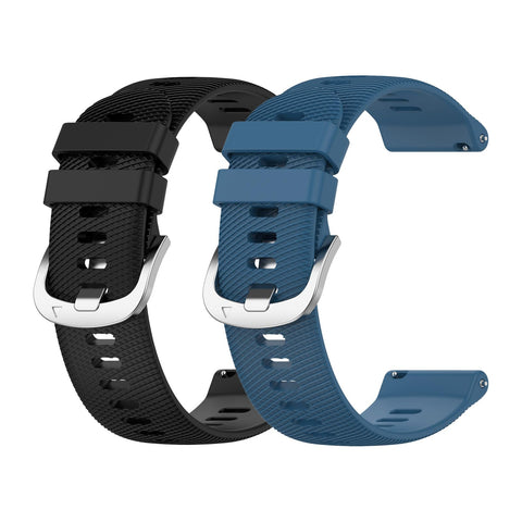 Garmcool 2 Pack 22mm Straps Compatible with Garmin Forerunner 255/Venu 2/Vivoactive 4/ Venu 3 Strap Black, Sea Blue Women Men, Silicone Classic Replacement Watchbands (Strap Only)