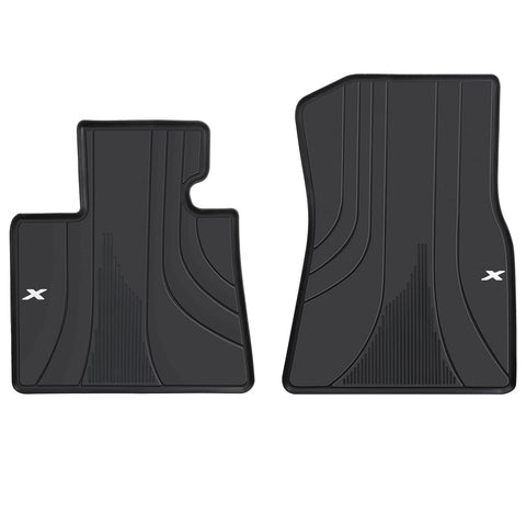 Matericuo Car Floor Mats Custom Fit for BMW G05 X5 2019-2024, G06 X6 2020-2024 & G07 X7 2019-2024 Black White Rubber Auto Liner Mats All Weather Protection(Set of 2 Front Liners)