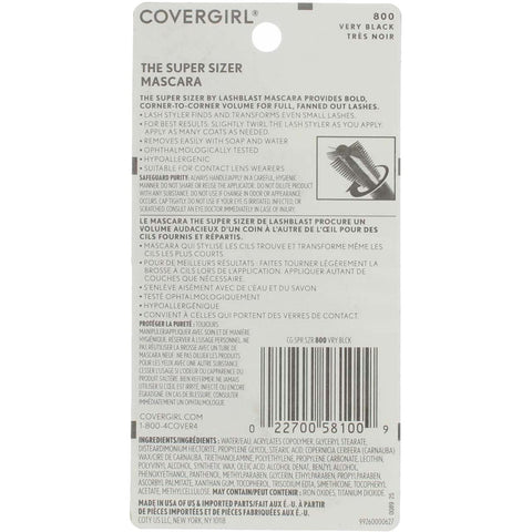 CoverGirl Super Sizer by Lashblast Mascara, Very Black 0.4 oz (Pack of 6)
