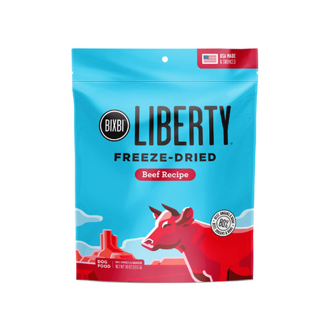 BIXBI Liberty Freeze Dried Dog Food, Beef Recipe, 10 oz - 80% Meat and Organs, No Fillers with Fresh Fruits and Vegetables - Pantry-Friendly Raw Dog Food for Meal, Treat or Food Topper - USA Made