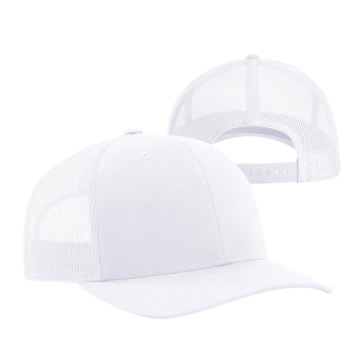 TZ Promise Men Women Plain Cotton Trucker Cap with Mesh Back, Snapback Baseball Hats (US, Alpha, One Size, White)