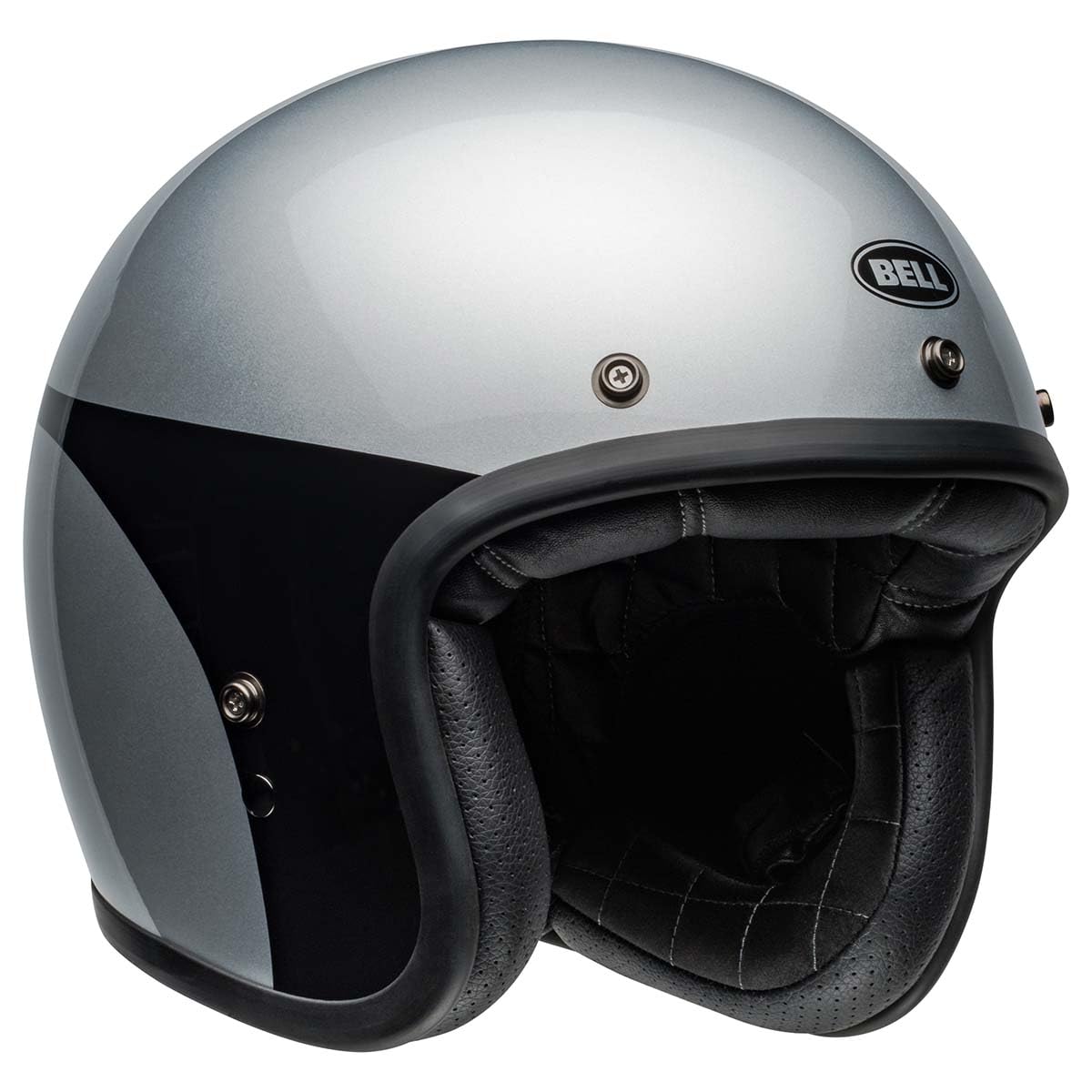 BELL Custom 500 Open-Face Motorcycle Helmet (Gloss Chassis Silver/Black - X-Large)