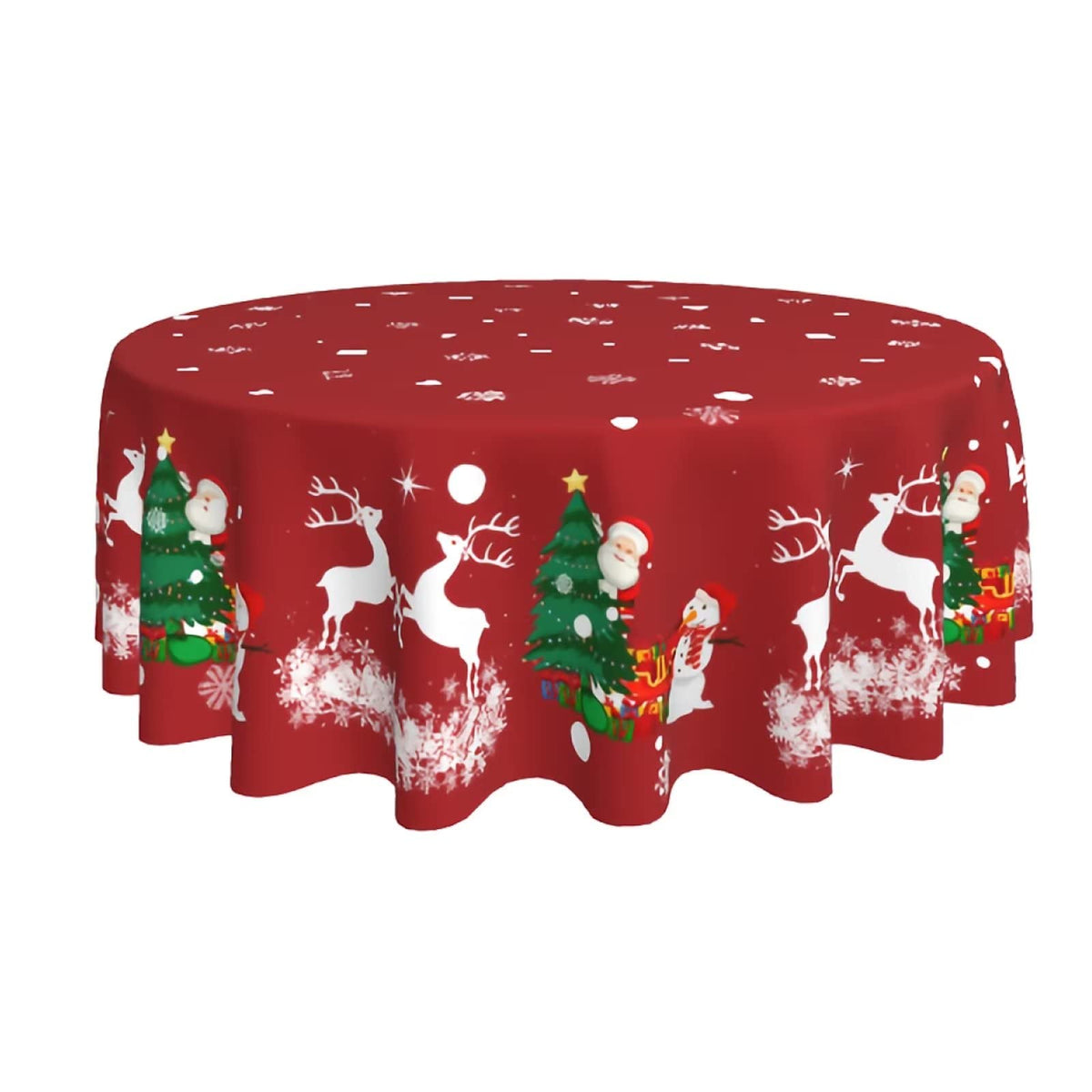 Winter Round Christmas Tablecloth 60 Inch Snowflake Table Cloths, Snowman Tablecloth Christmas Trees Decorations Washable for Indoor Party Patio Winter Holiday Kitchen Christmas Decorations
