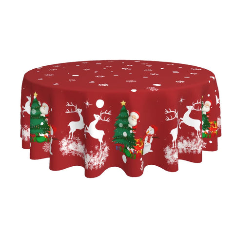 Winter Round Christmas Tablecloth 60 Inch Snowflake Table Cloths, Snowman Tablecloth Christmas Trees Decorations Washable for Indoor Party Patio Winter Holiday Kitchen Christmas Decorations