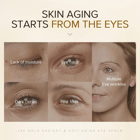 AKARY 24K Gold Eye Serum, Under-eye Firming Serum for Reduces Puffy Eyes, Dark Circles, Fine Lines, Under Eye Bags, Tightening, Hydrating Face Serum, Treatment for Skin Care with Nicotinamide and Vitamin E