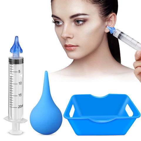 Ear Flushes Tool Includes Rubber Bulb Syringe and Ear Wash Basin Flushes Excess Soft Earwax Removal Kit Ear Cleaning Tool Set for Adults Human