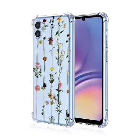 ATISIJIE Flower Case for Samsung Galaxy A05,Clear Floral Flower Pattern Print Design Soft TPU Case Shockproof Girl Women Phone Cover-A96