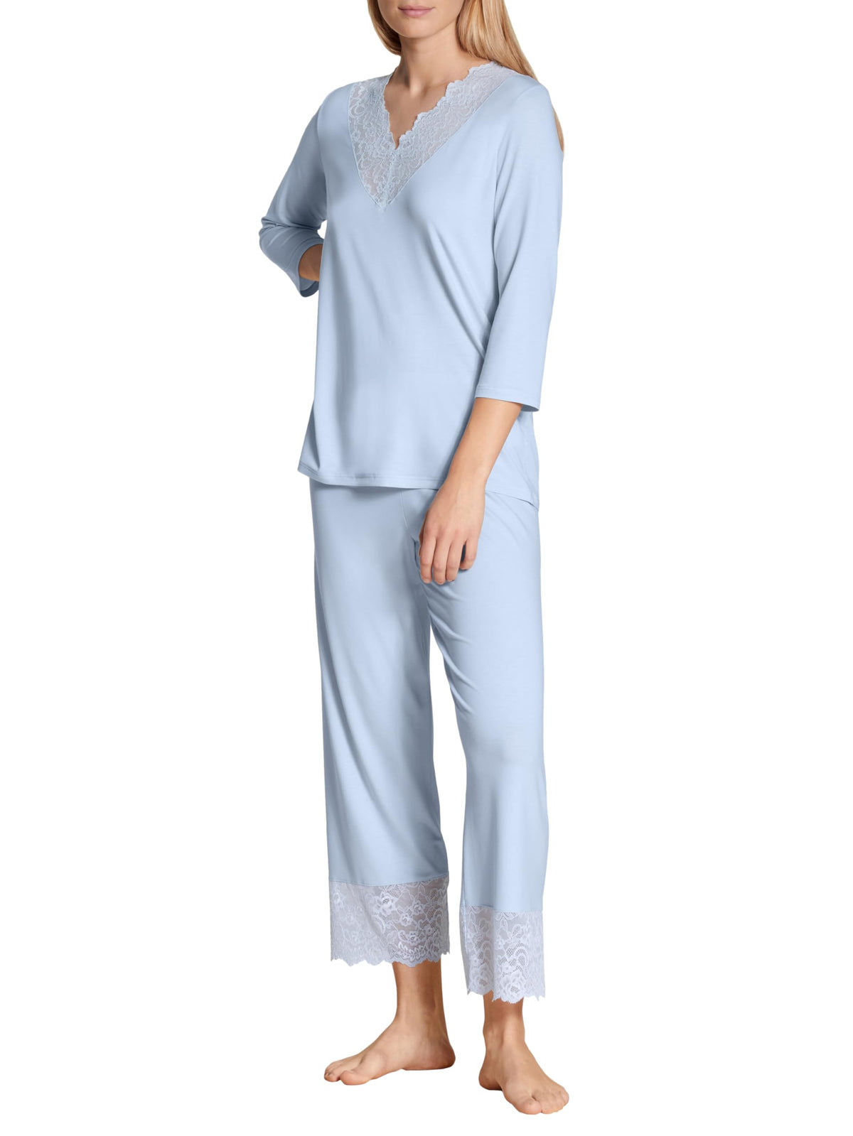CALIDA Women's Elegant Dreams Pajama Set, Opaque, Harmony Blue, 44-46