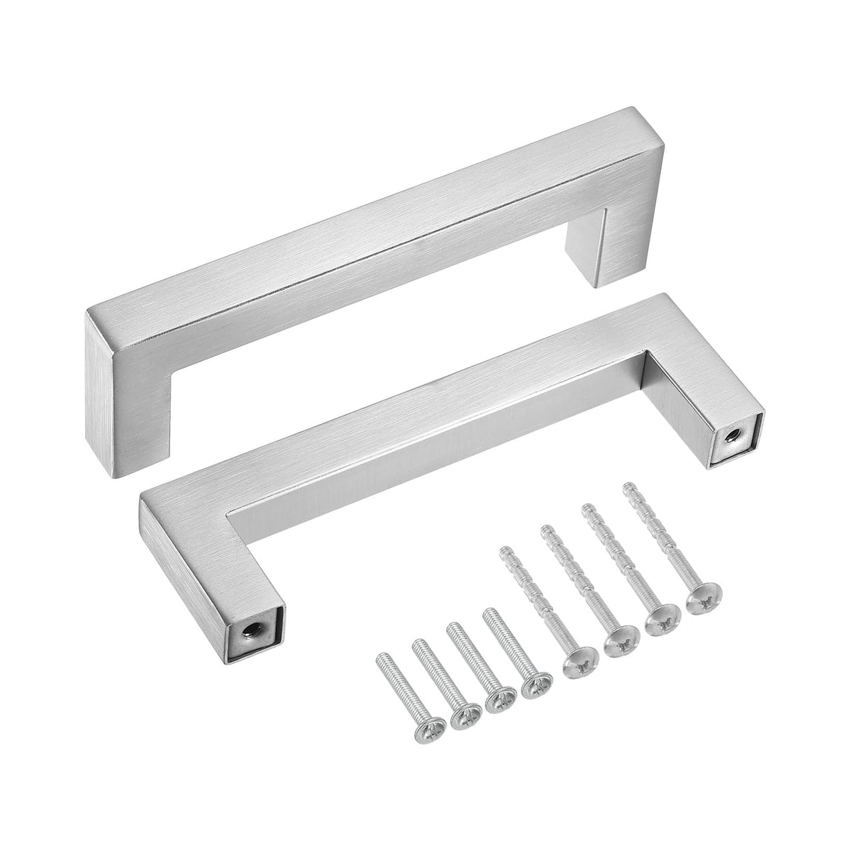 sourcing map 20 Pack Square Bar Drawer Handles, 4 Inch Hole Center Modern Drawer Pulls Kitchen Cabinets Pull Stainless Steel Slim Cupboard Pulls, Brushed Silver