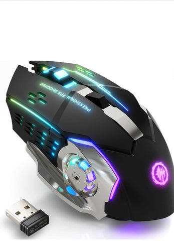 Generic Professional FPS Shooter Wireless Gaming Mouse Bluetooth Mouse RGB Rechargeable 2.4G USB Cordless Computer Mic. (Classic, Black)