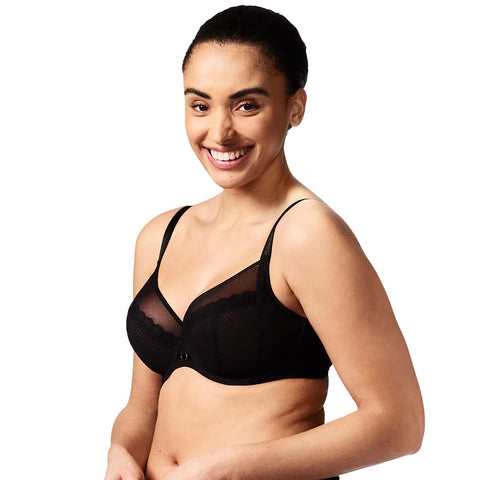 Chantelle Women's Parisian Allure Unlined Plunge Bra Full Coverage, Black, 40F