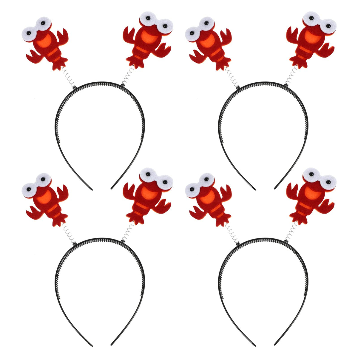 Amosfun 4pcs Cute Red Crab Hair Hoop Lobster Headband Animal Cosplay Hairbands Lobster Hair Accessories for Halloween Christmas Birthday Party Costume