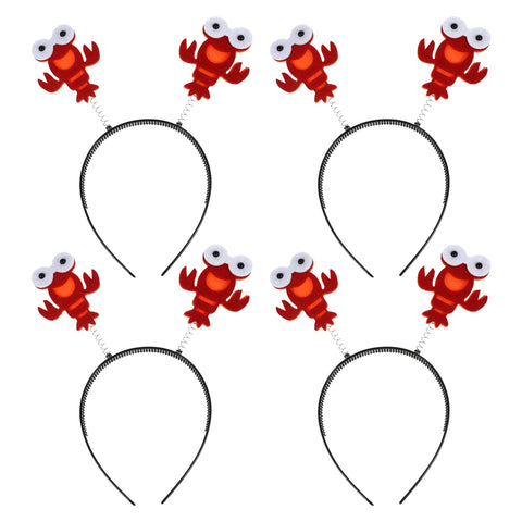 Amosfun 4pcs Cute Red Crab Hair Hoop Lobster Headband Animal Cosplay Hairbands Lobster Hair Accessories for Halloween Christmas Birthday Party Costume